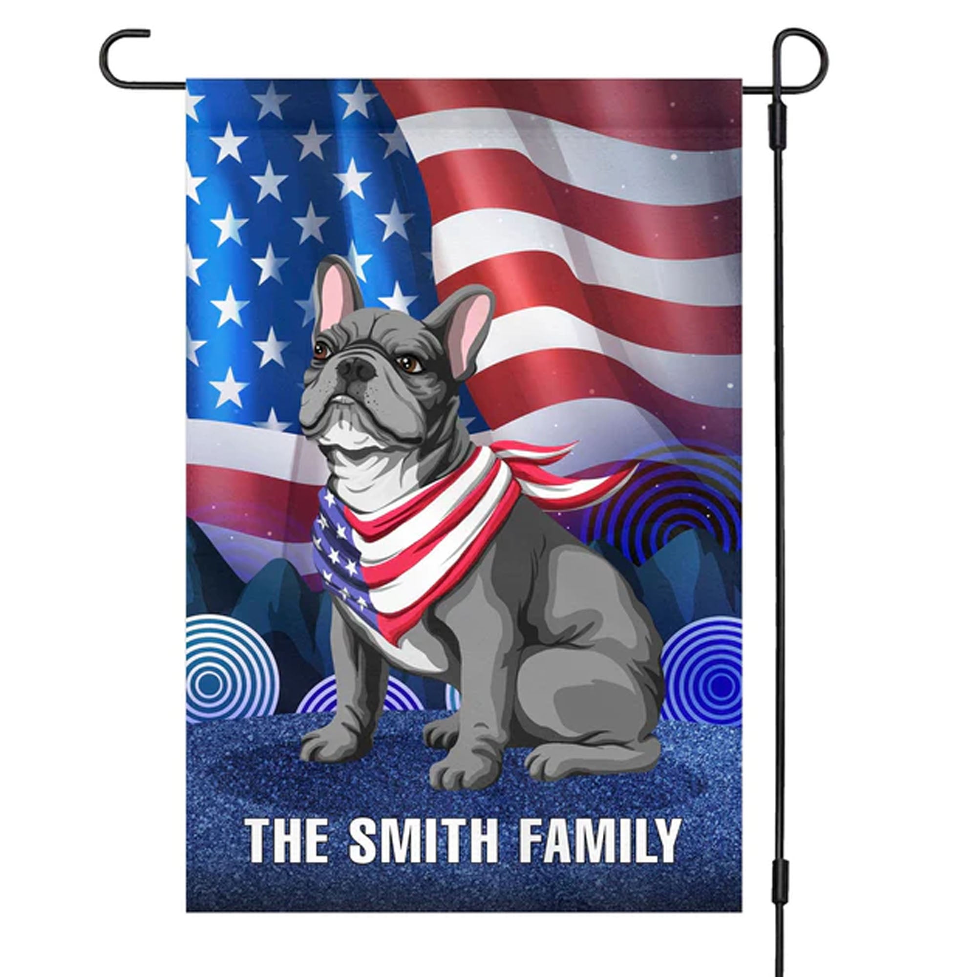 Valiant Dog Standing With USA Flag Pattern Personalized Custom Dog Garden Flag