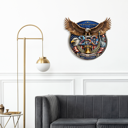 USA 250 Years Anniversary Metal Sign | Patriotic American Eagle Wall Decor 684717