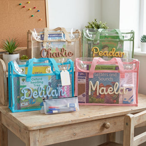Personalized Transparent Library Bag, Custom Name Clear Handle Folder, Back To School Gift 685493