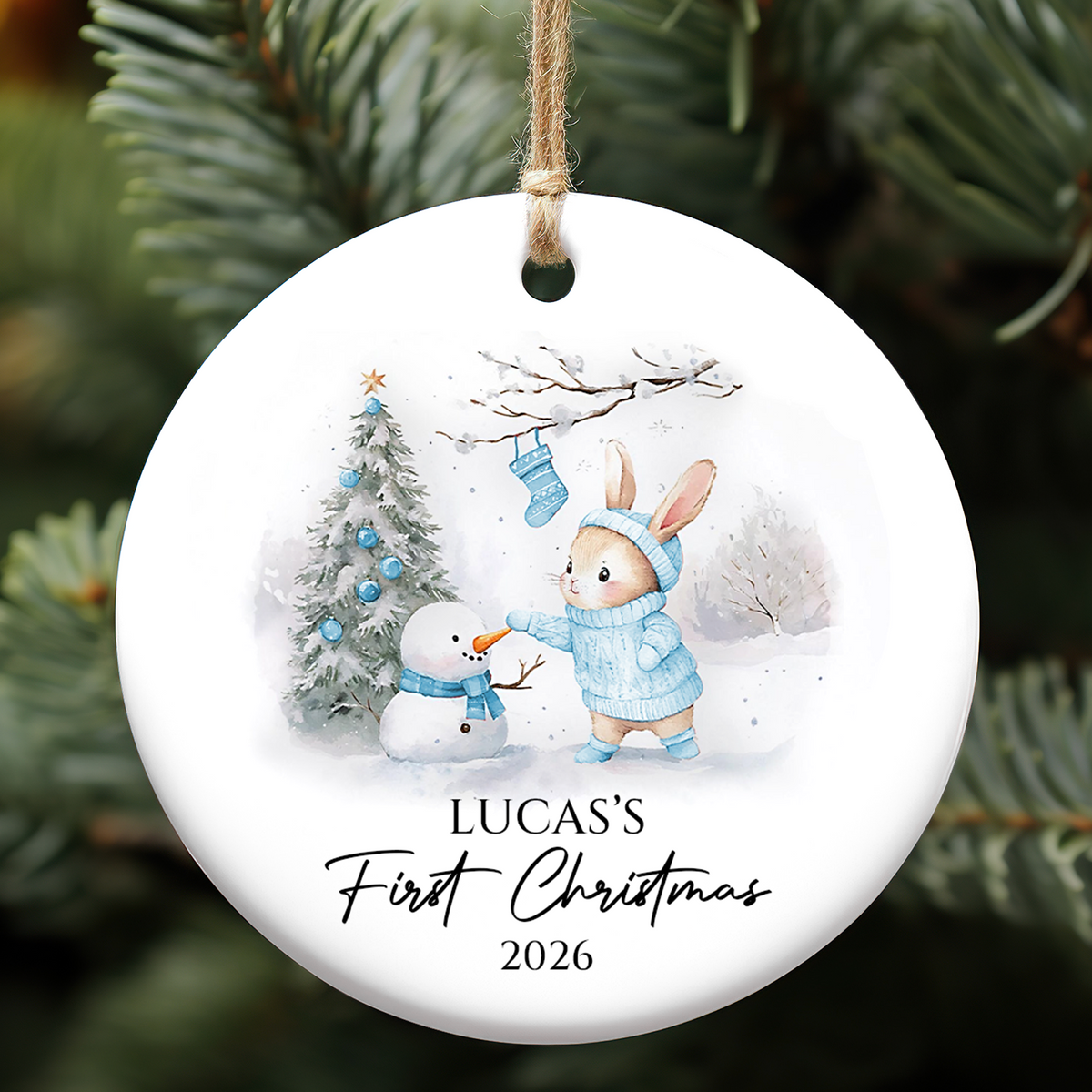 Personalized Baby’s First Christmas Ceramic Ornament, Custom Name Newborn Keepsake Gift 686379