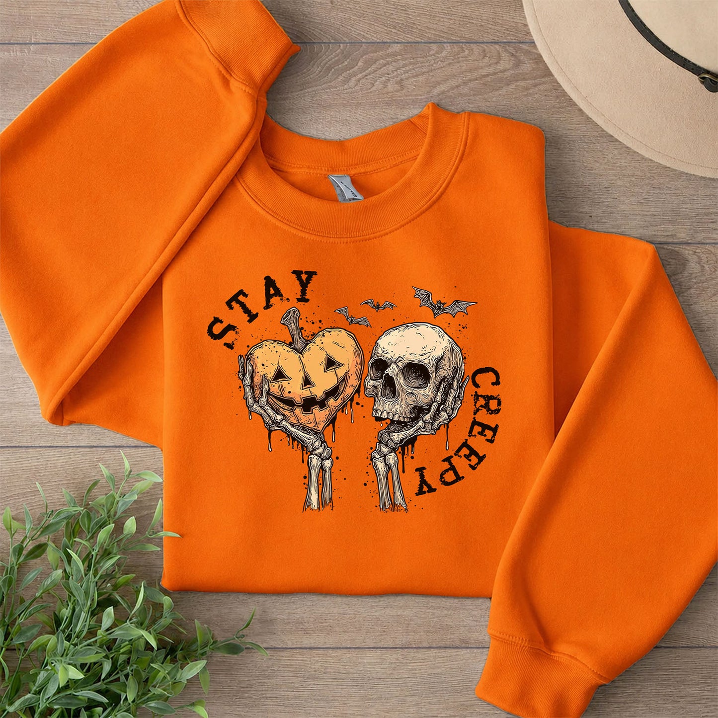 Funny Stay Creepy Dark Sweater | Cute Skeleton Hands Sweatshirt | Halloween Gift for Men & Women 685617
