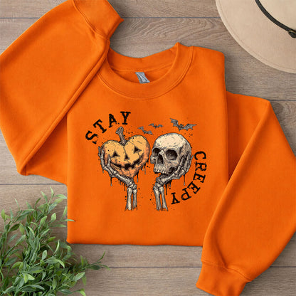 Funny Stay Creepy Dark Sweater | Cute Skeleton Hands Sweatshirt | Halloween Gift for Men & Women 685617