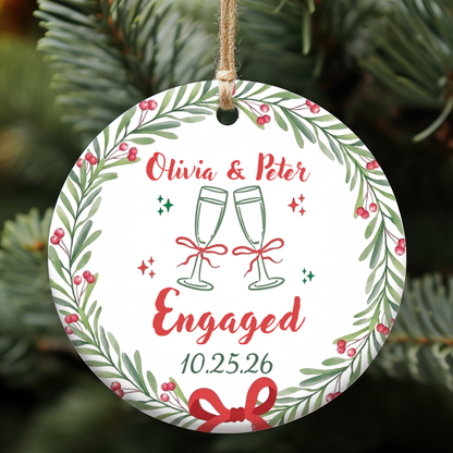 Personalized Engagement Ceramic Ornament, Wedding Gift For Engaged Couple, Christmas Ornament Keepsake 685825