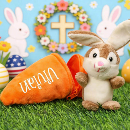 Personalized Bunny Rabbit Plush Keychain | Custom Stuffed Animal | Reversible Carrot Bunny Keychain | Easter Gift 684377