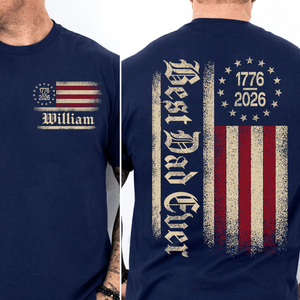 Personalized Best Dad Ever Shirt | 250th Anniversary 1776–2026 Tee | Patriotic Retro USA 250 Pocket & Back Dark Shirt 684562