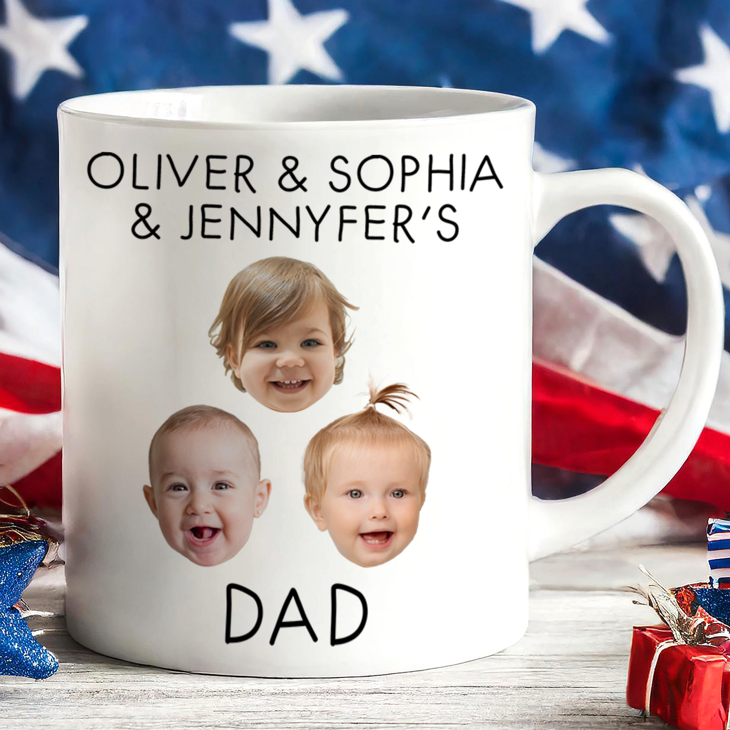 Custom Photo White Mug Gift For Family, Personalized Coffee Mug, Father's Day White Mug Accent Mug 684966