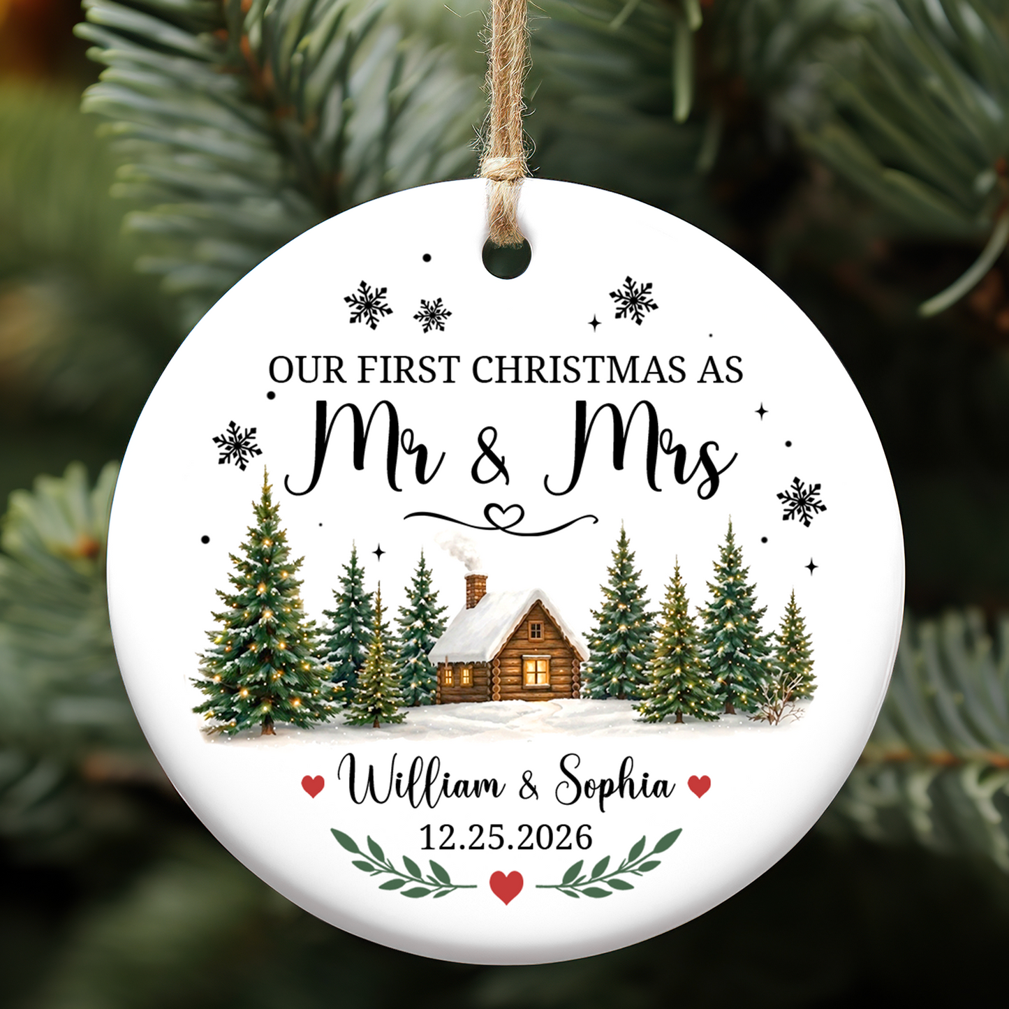 Personalized Our First Christmas As Mr & Mrs Ceramic Ornament, Custom Couple Christmas Keepsake Gift 685940