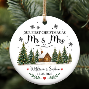 Personalized Our First Christmas As Mr & Mrs Ceramic Ornament, Custom Couple Christmas Keepsake Gift 685940