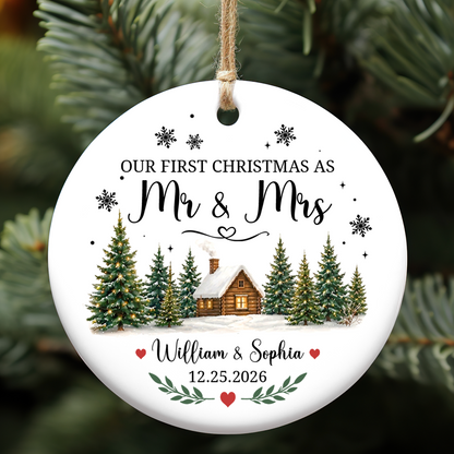 Personalized Our First Christmas As Mr & Mrs Ceramic Ornament, Custom Couple Christmas Keepsake Gift 685940
