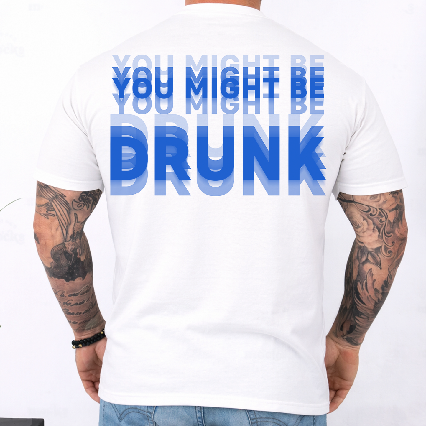 "You Might Be Drunk" Optical Illusion Graphic Backside Bright Shirt, Funny Party Tee 685746