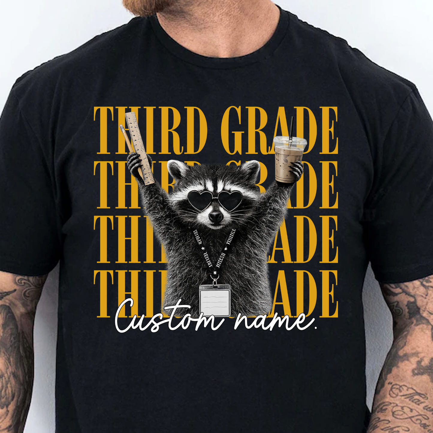 Personalized Grade Level Teacher Dark Shirt, Funny Raccoon Teacher Team Tee, Back To School Gift 685709