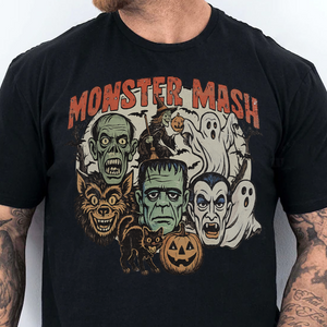 Retro Monster Mash Dark Shirt, Spooky Season Tee, Halloween Gift For Men & Women 685701