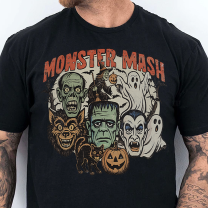 Retro Monster Mash Dark Shirt, Spooky Season Tee, Halloween Gift For Men & Women 685701