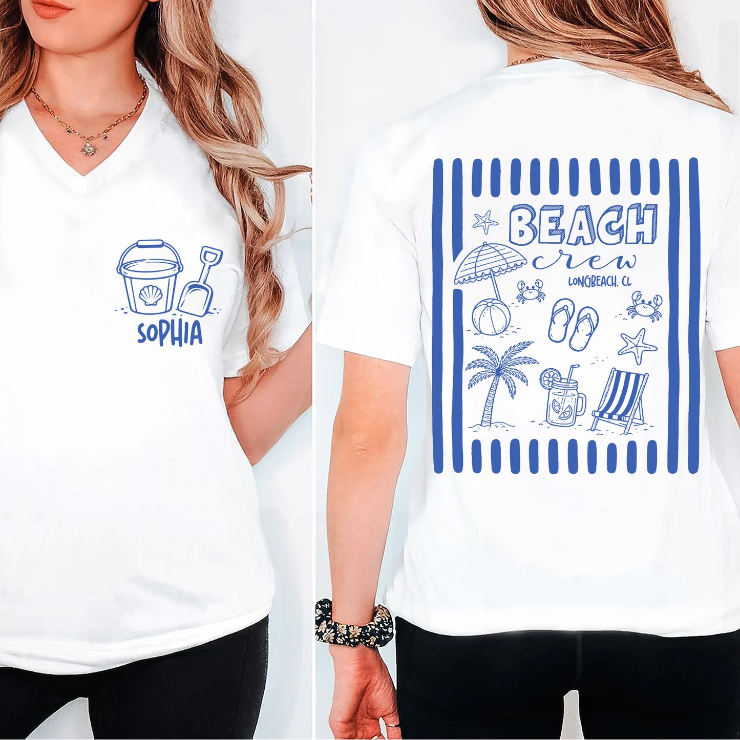 Personalized Beach Vacation Pocket & Back Bright Shirt, Family Trip Summer Tee, Vacay Family Summer Gift 685515