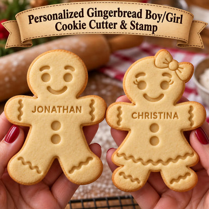 Personalized Gingerbread Cookie Cutter with Name Stamp, Custom Christmas Cookie Cutters for Baking & Holiday Decor 686756 WFD