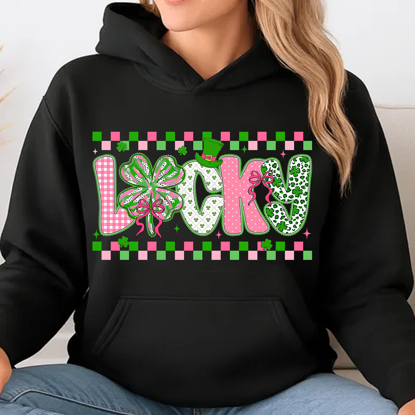 Lucky Checkered Brushstroke Shamrock Dark Shirt | Gift For St Patrick’s Day T-Shirt 684405