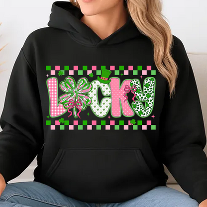 Lucky Checkered Brushstroke Shamrock Dark Shirt | Gift For St Patrick’s Day T-Shirt 684405