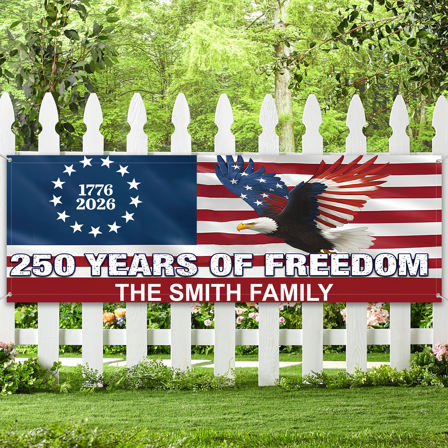 Personalized 250 Years Of Freedom USA Flag | Patriotic 1776–2026 Banner 684542