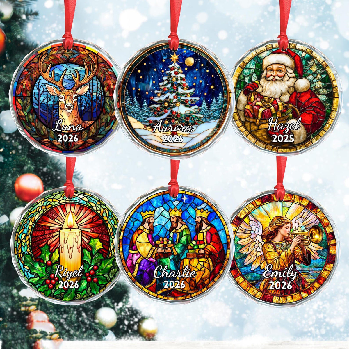 Personalized Christmas Glass Ornament, Custom Name Holiday Keepsake, Family Christmas Gift 686447 WFD