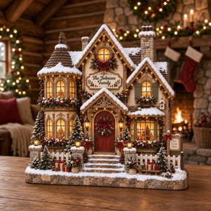 Personalized Christmas House Wooden Block, Custom Family Name Christmas Keepsake Gift 686547 WFD