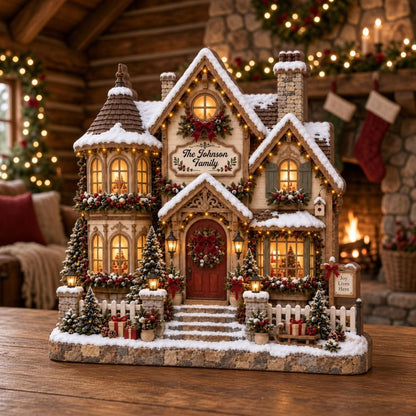 Personalized Christmas House Wooden Block, Custom Family Name Christmas Keepsake Gift 686547 WFD