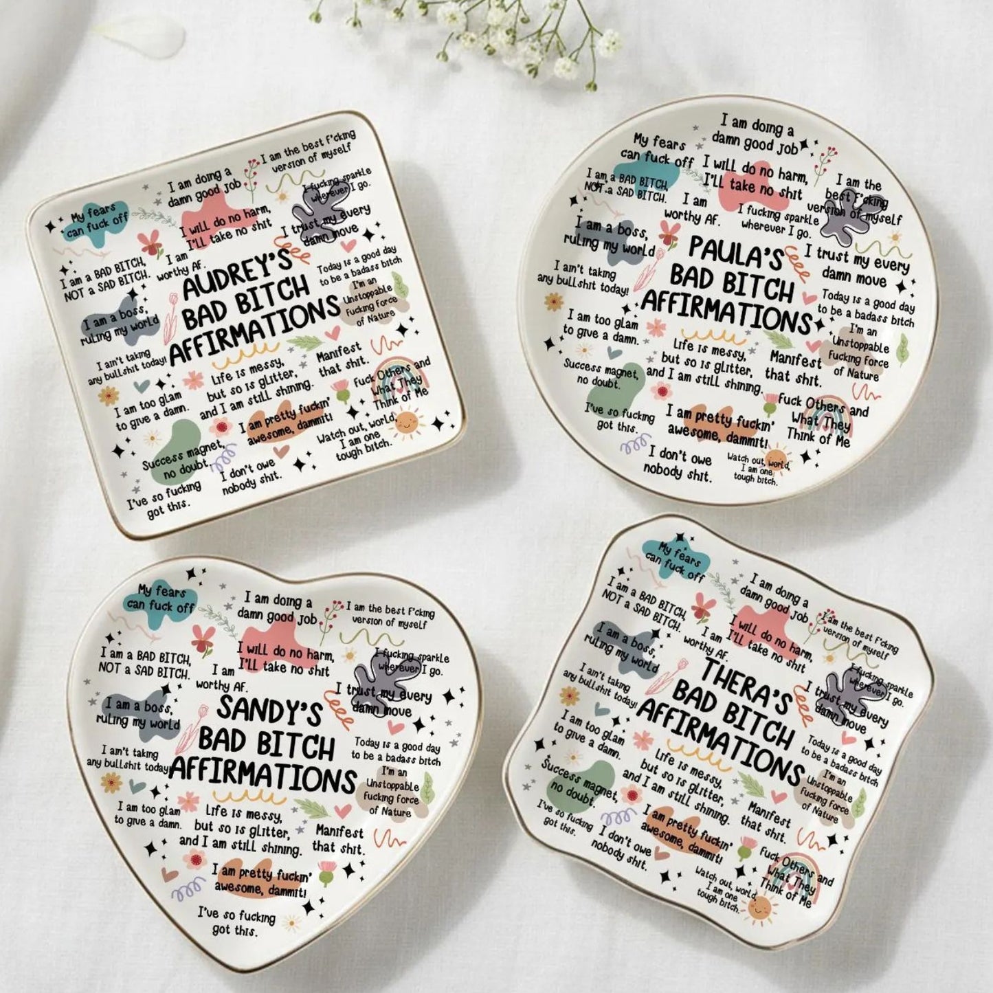 Affirmations Ring Dish | Personalized Trinket Tray | Custom Name Jewelry Tray | Mother's Day Gift 684753