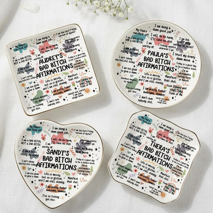 Affirmations Ring Dish | Personalized Trinket Tray | Custom Name Jewelry Tray | Mother's Day Gift 684753