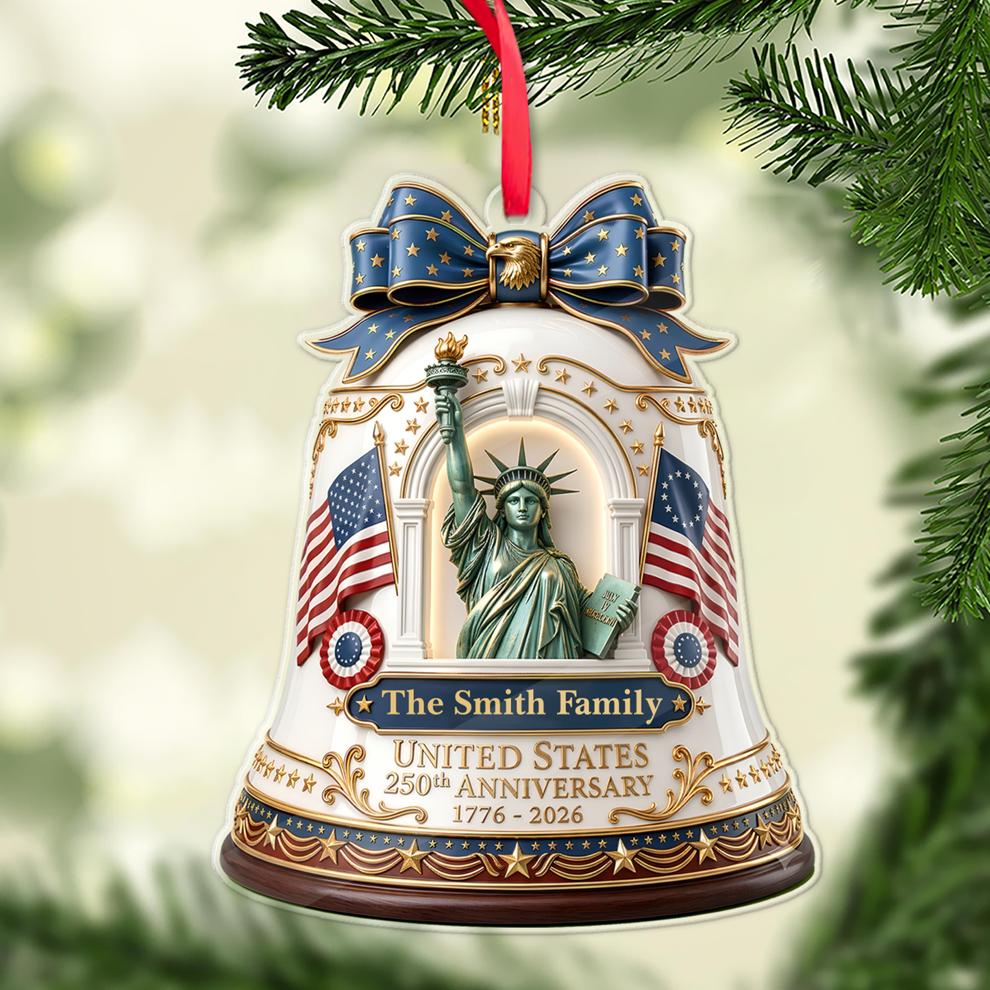 Personalized 250 Years Of America Acrylic Ornament | Custom Name 1776-2026 Liberty Bell Ornament | Patriotic American Keepsake 685749