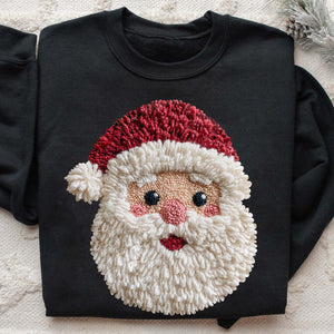Christmas Faux Crochet Santa Sweatshirt | Faux Yarn Santa Christmas Shirt 683325