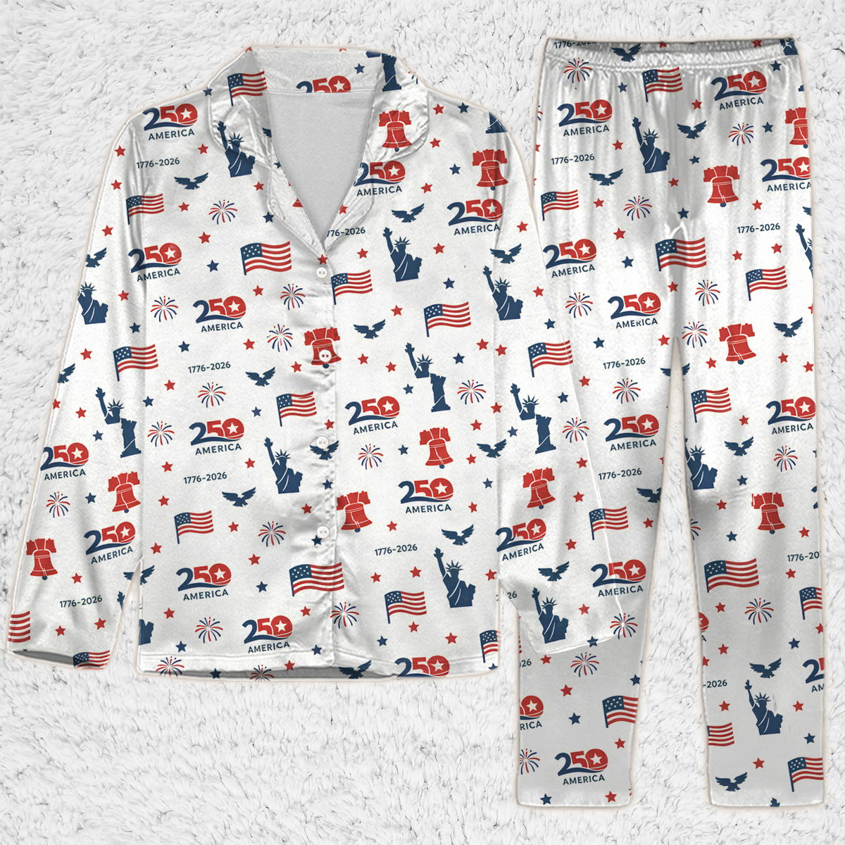 Patriotic USA 250th Anniversary Pajama Set, 1776-2026 American Christmas Sleepwear Gift 686219