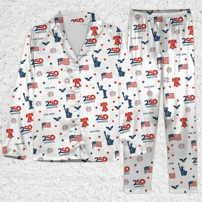 Patriotic USA 250th Anniversary Pajama Set, 1776-2026 American Christmas Sleepwear Gift 686219