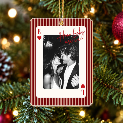 Custom Photo Striped Playing Card Acrylic Ornament, Personalized Christmas Gift For Couple 686829 WFD