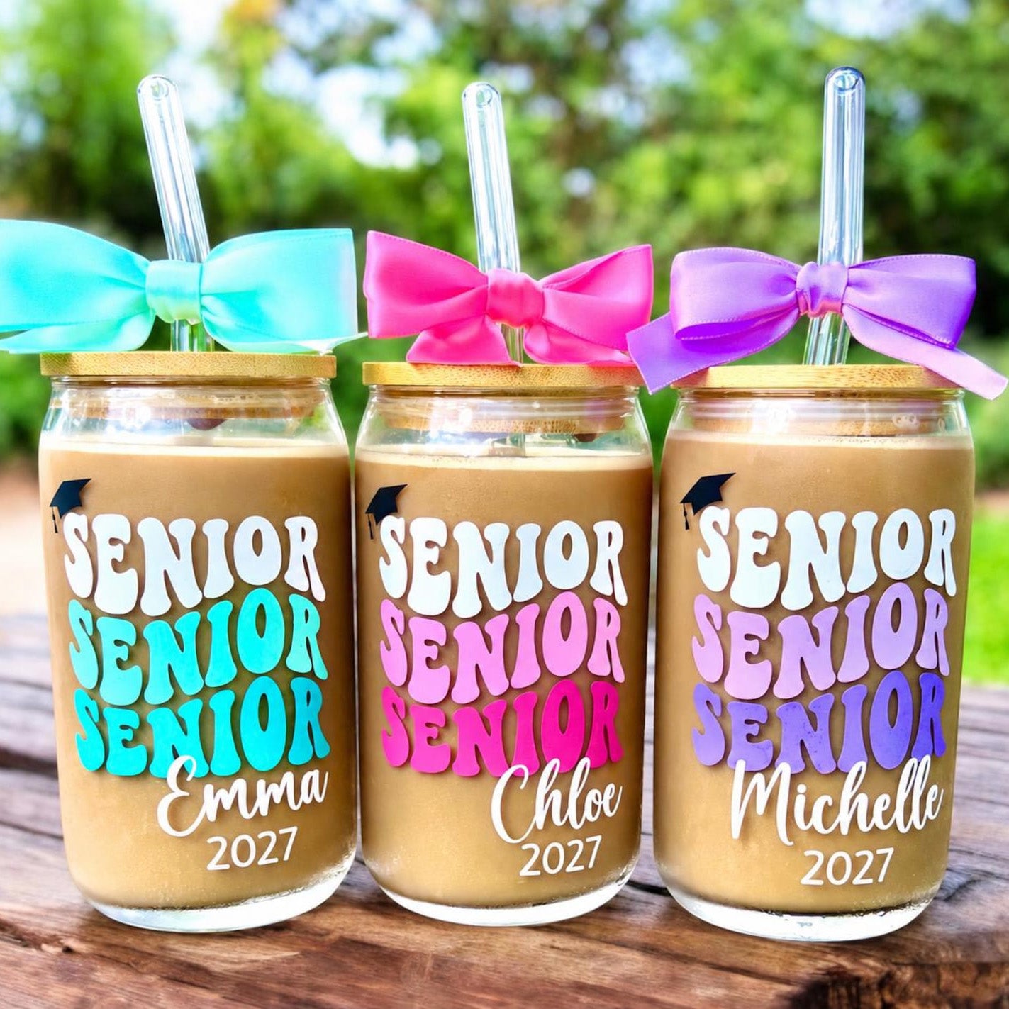 Custom Name Senior 2027 Glass Cup | Personalized Graduation Tumbler | Back To School Gift For Senior 685688 WFD