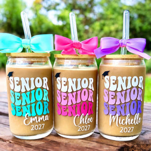 Custom Name Senior 2027 Glass Cup | Personalized Graduation Tumbler | Back To School Gift For Senior 685688 WFD
