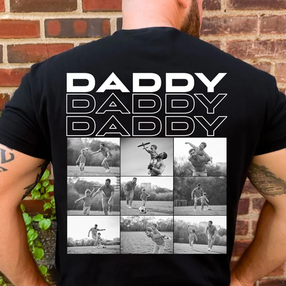 Personalized Daddy Backside Shirt, Custom Photo Father’s Day Dark Tee, T-Shirt Gift For Dad 685058