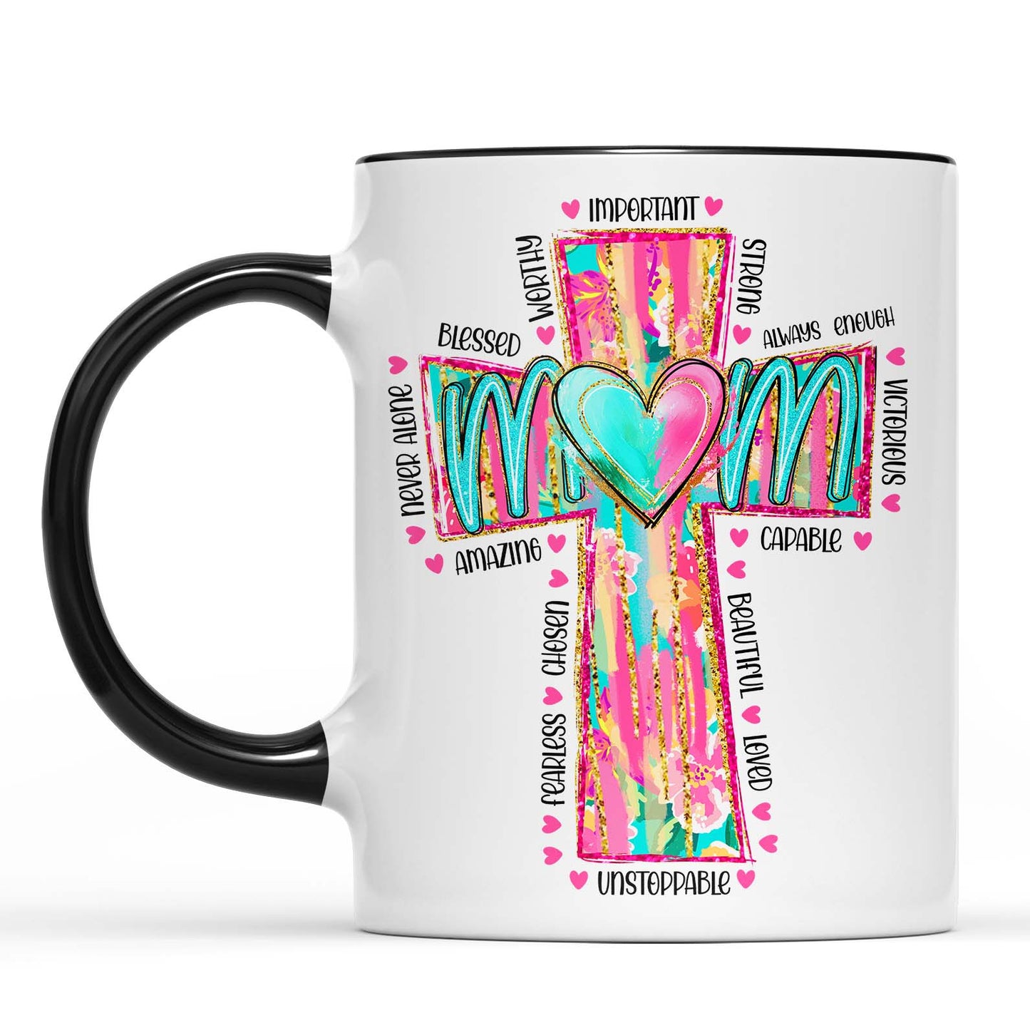 Faithful Mom Mug – Christian Mother’s Day Gift With Cross And Heart, Uplifting Spiritual Coffee Cup 682154