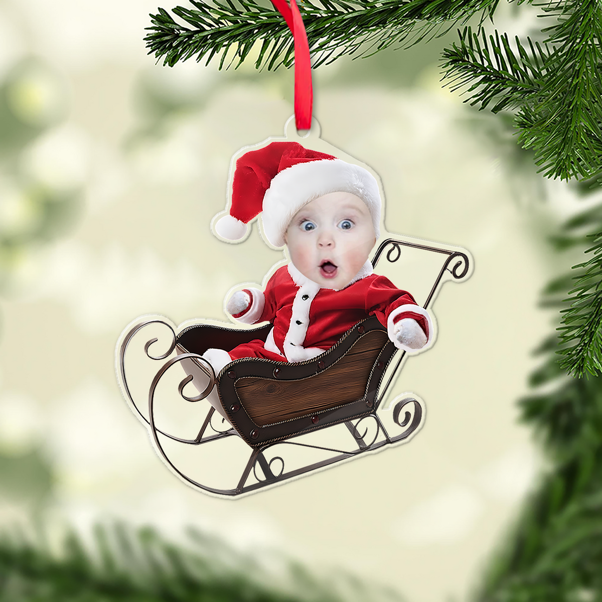 Personalized Baby's First Christmas Acrylic Ornament, Custom Photo Baby Keepsake Gift 686624