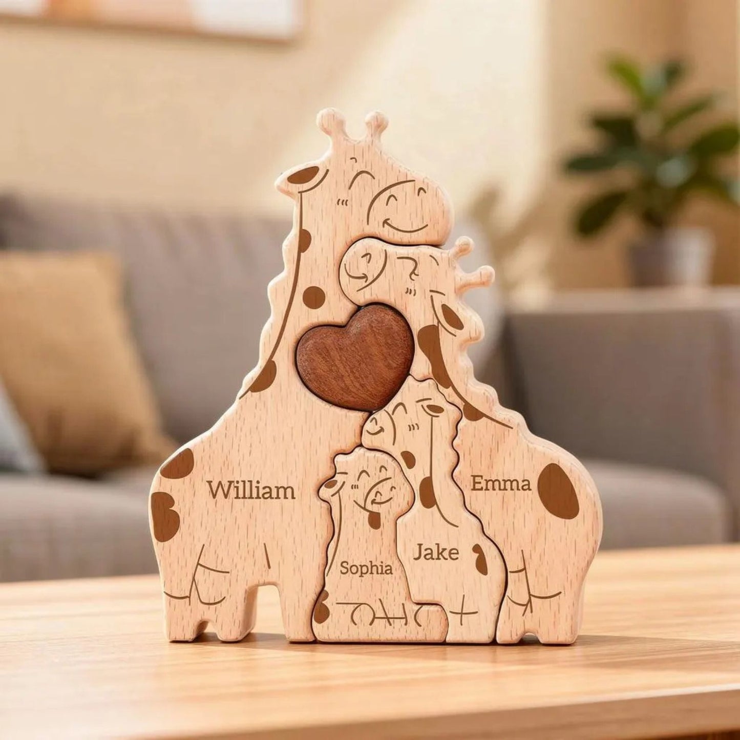 Personalized Giraffe Family Puzzle | Custom Name Hugging Giraffe Family Puzzle | Family Keepsake Gift 684693