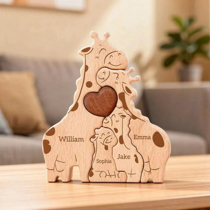 Personalized Giraffe Family Puzzle | Custom Name Hugging Giraffe Family Puzzle | Family Keepsake Gift 684693