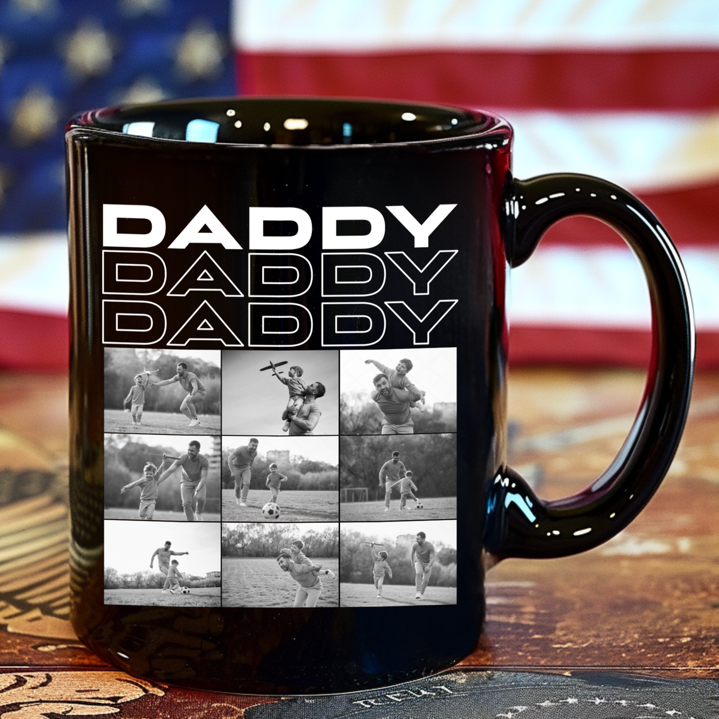Custom Photo Daddy Black Mug, Father's Day Gift For Dad, Personalized Coffee Mug With Picture 685058