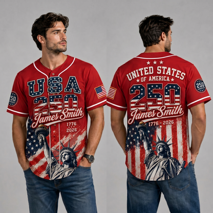 Personalized USA 250th Anniversary Baseball Jersey, America 1776-2026 Semiquincentennial Jersey, Patriotic 4th Of July Shirt 685250
