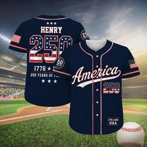 Personalized 250 Years Of Freedom Baseball Jersey, USA 1776-2026 Patriotic Anniversary Shirt 685173