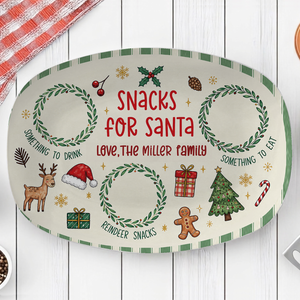 Personalized Snacks For Santa Plate, Custom Name Holiday Christmas Plate Gift For Family 686641