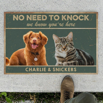 No Need To Knock Personalized Custom Photo Dogs Cats Pets Doormats C597