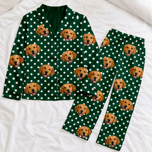 Custom Pet Photo Satin Pajamas, Personalized Dog & Cat Sleepwear, Christmas Gift For Pet Owners, Pet Lovers 686329
