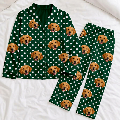 Custom Pet Photo Satin Pajamas, Personalized Dog & Cat Sleepwear, Christmas Gift For Pet Owners, Pet Lovers 686329