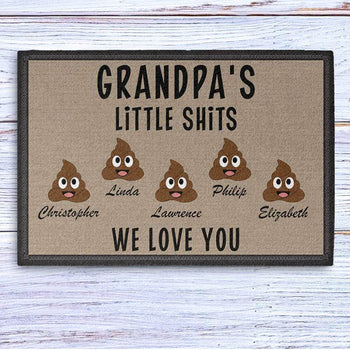 Grandpa Grandma Little Shits Personalized Doormats