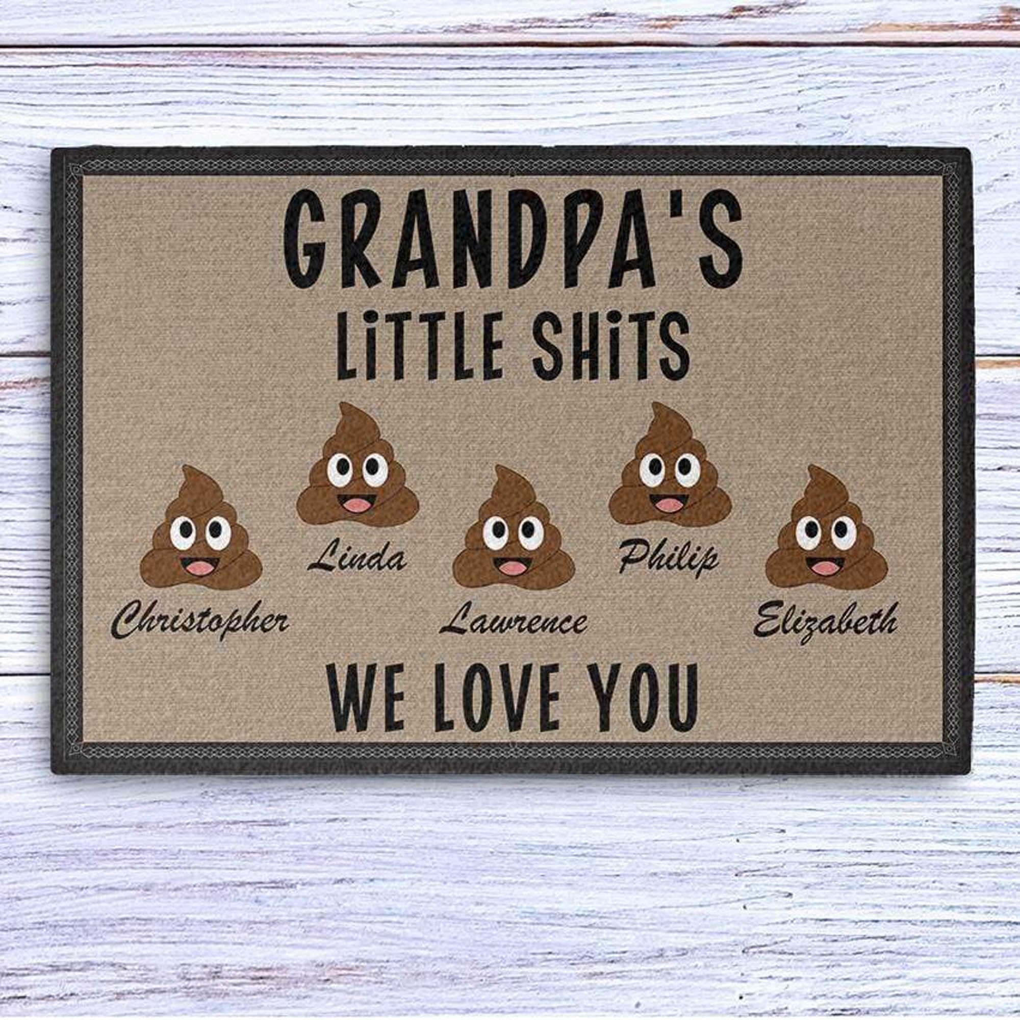 Grandpa Grandma Little Shits Personalized Doormats