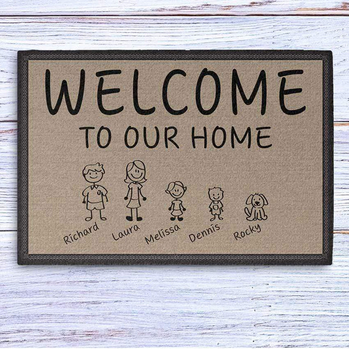 Personalized Stick Figure Family Doormat