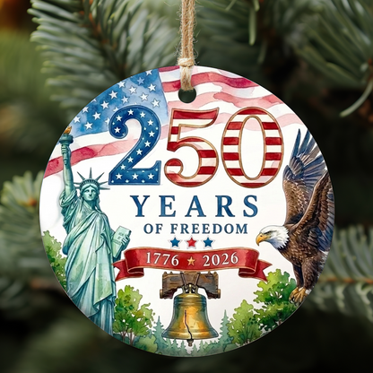 America 250th Anniversary Ceramic Ornament | 250 Years Of Freedom Christmas Ornament | USA Heritage Gift 685898